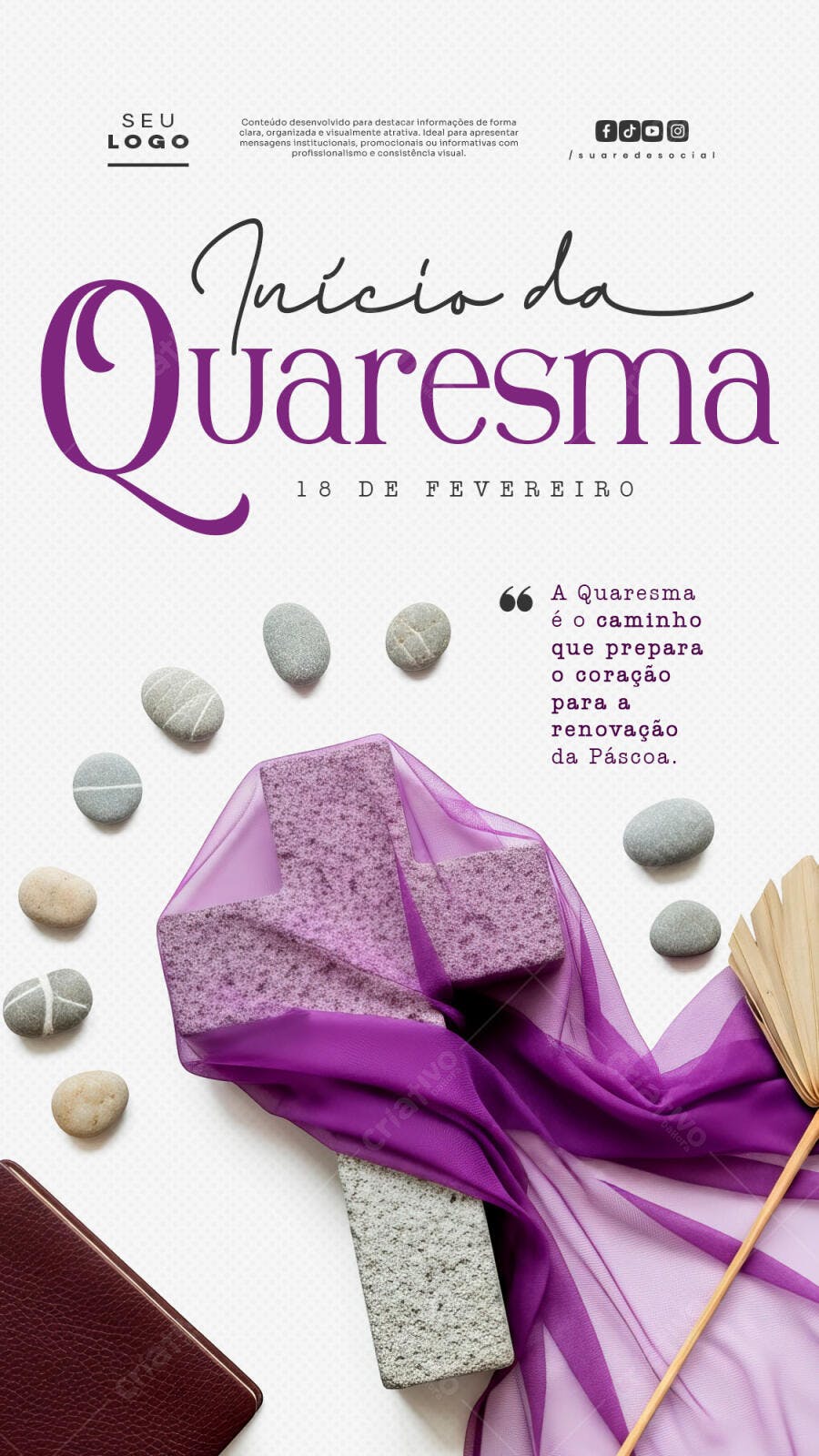 Story Instagram Início da Quaresma Fevereiro PSD Editável
