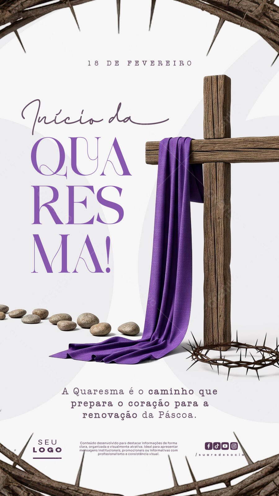Post Instagram Quaresma Fevereiro PSD Editável