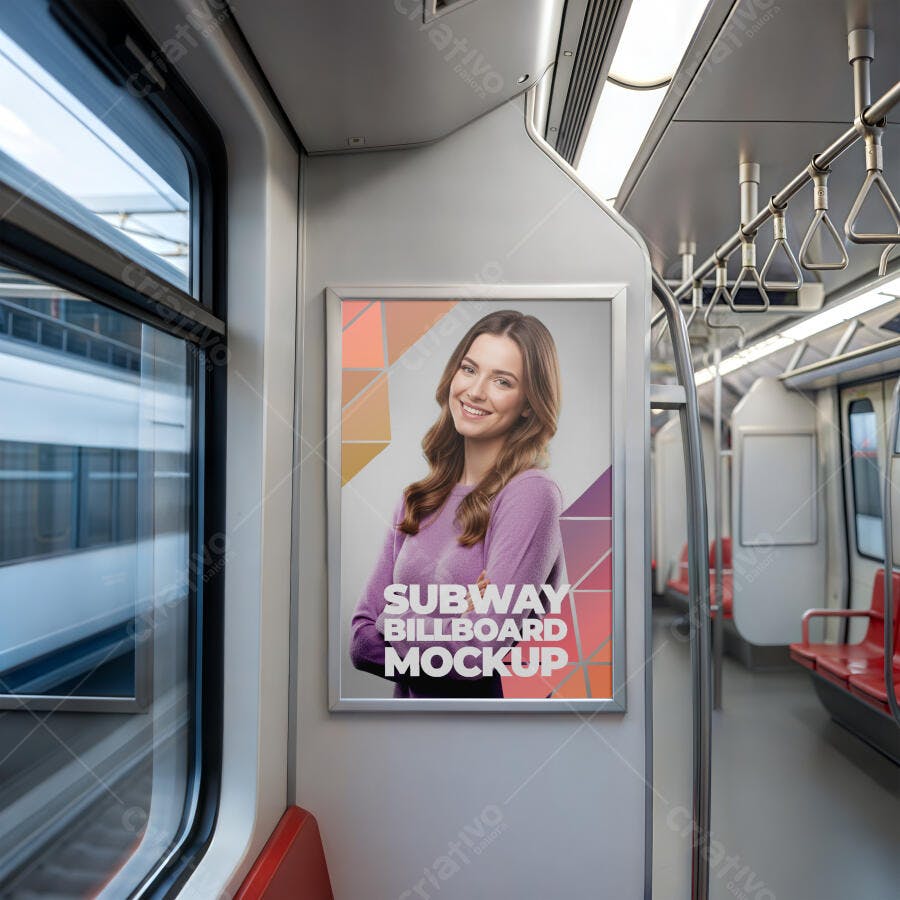 Mockup Outdoor Metrô Painel Publicitário Interno Editável