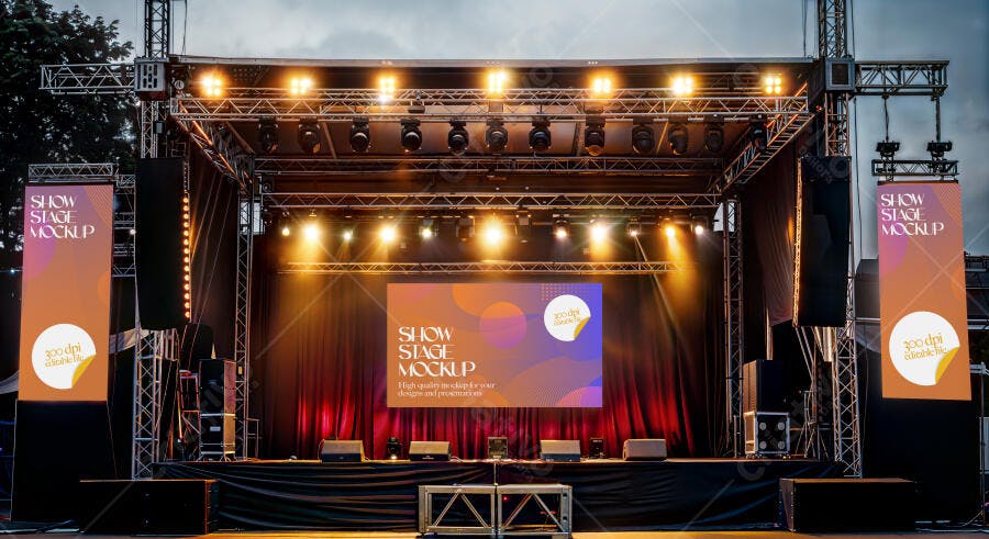 Mockup Palco Show Evento Telão e Banners Editável