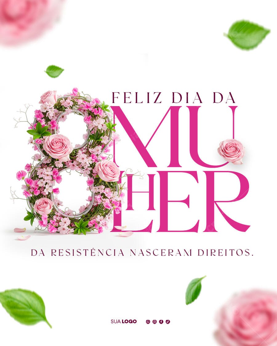 Post Dia Internacional da Mulher 8 de Março PSD Editável