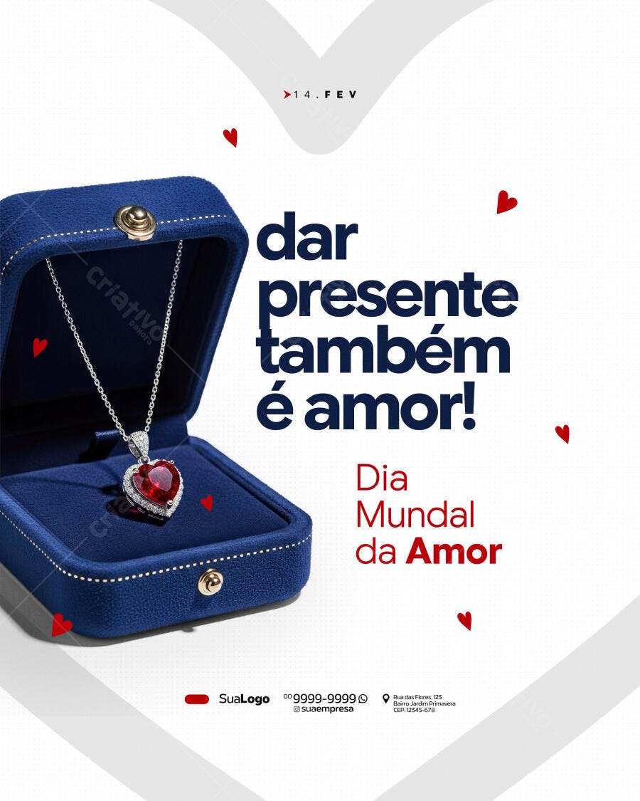 Post Dia Mundial do Amor Joalheria PSD Editável