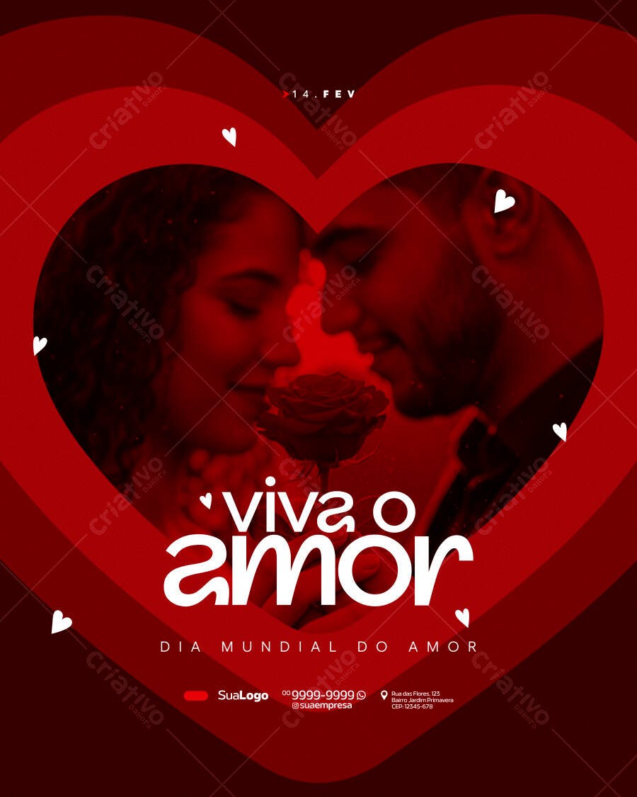 Post Instagram Dia Mundial do Amor 14 Fev PSD Editável