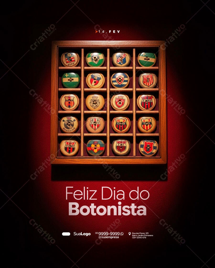 Post Dia do Botonista Futebol 14 Fev PSD Editável