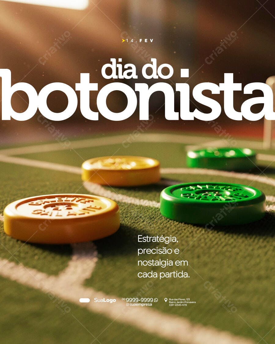 Post Instagram Dia do Botonista 14 de Fevereiro PSD Editável