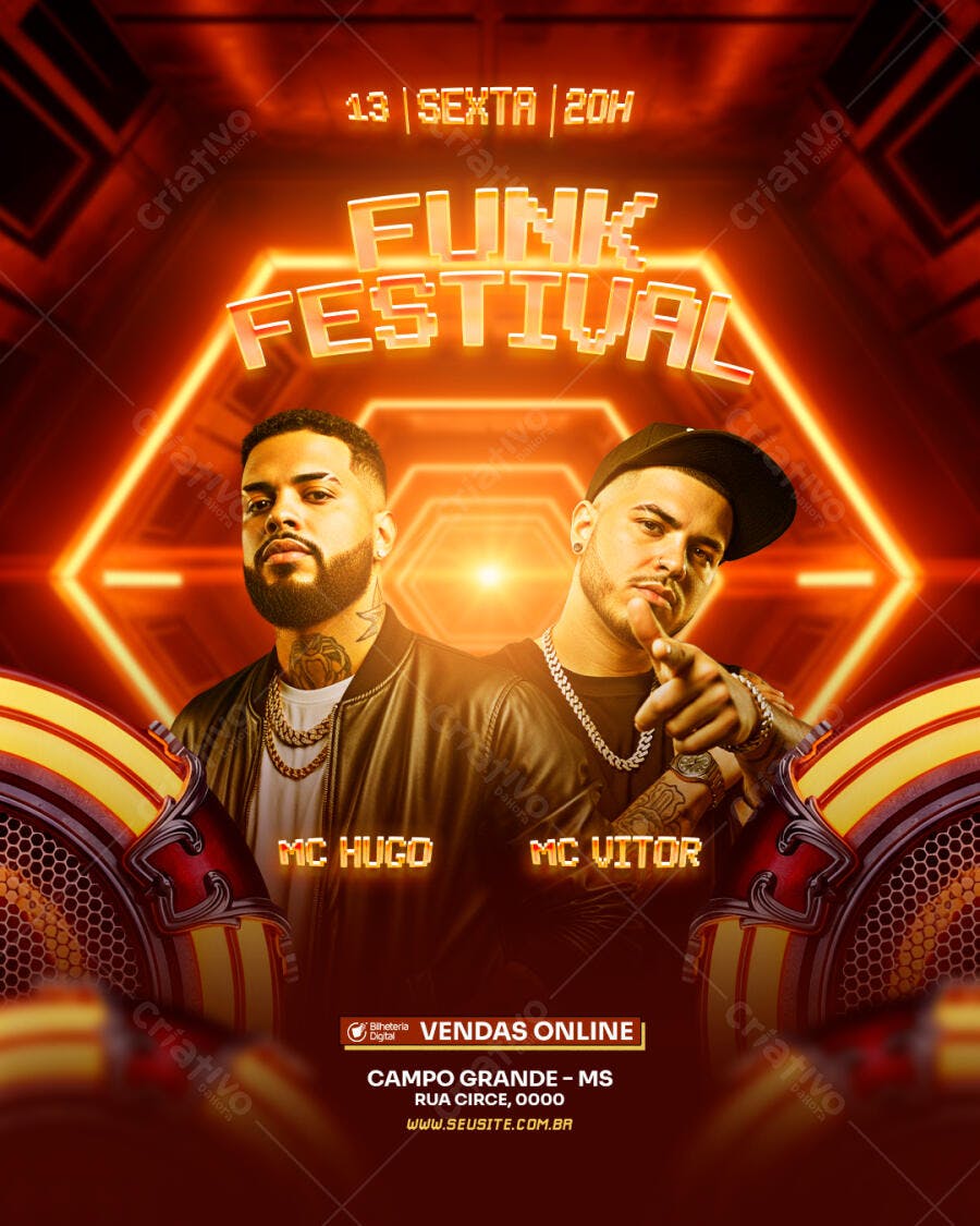 Flyer Funk Festival Balada Evento PSD Editável