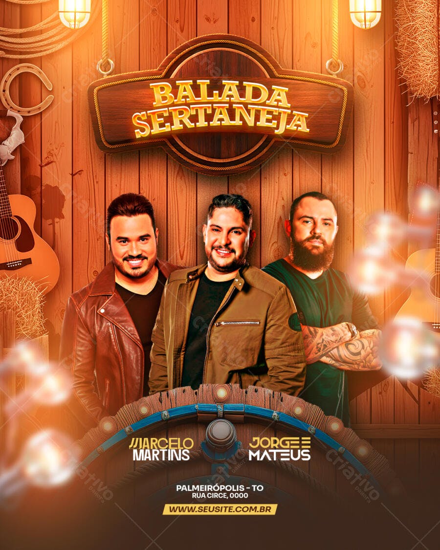 Flyer Balada Sertaneja Evento Musical PSD Editável