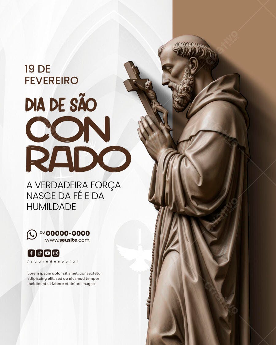 Flyer Dia de São Conrado 19 de Fevereiro Igreja PSD Editável