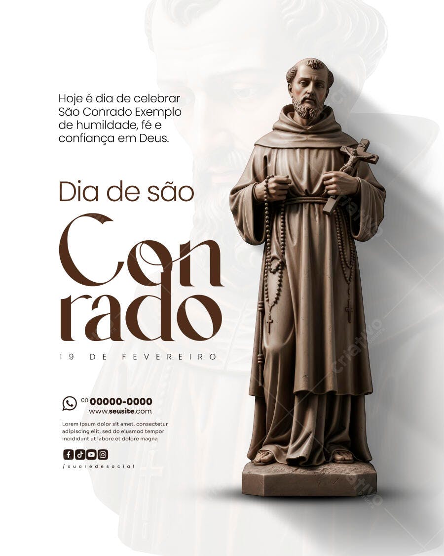 Post Instagram Dia de São Conrado 19 de Fevereiro PSD Editável