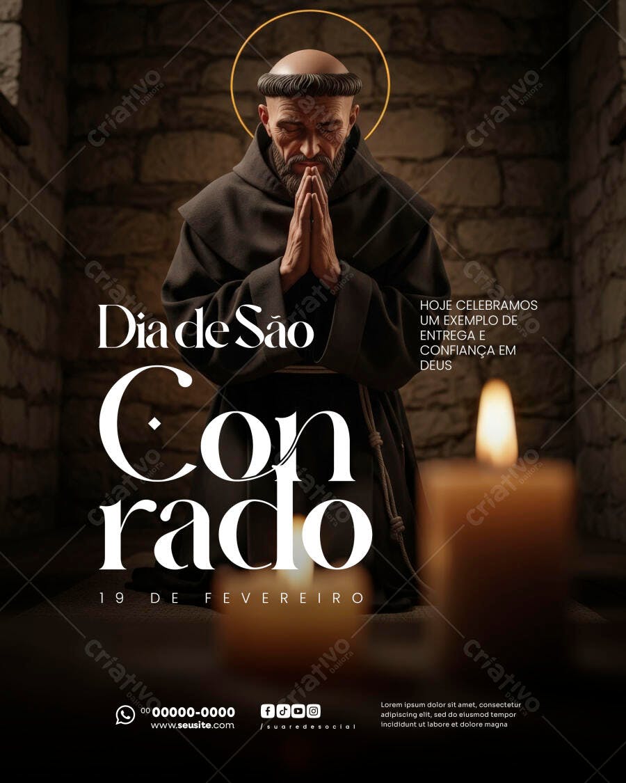 Post Instagram Dia de São Conrado 19 de Fevereiro PSD Editável