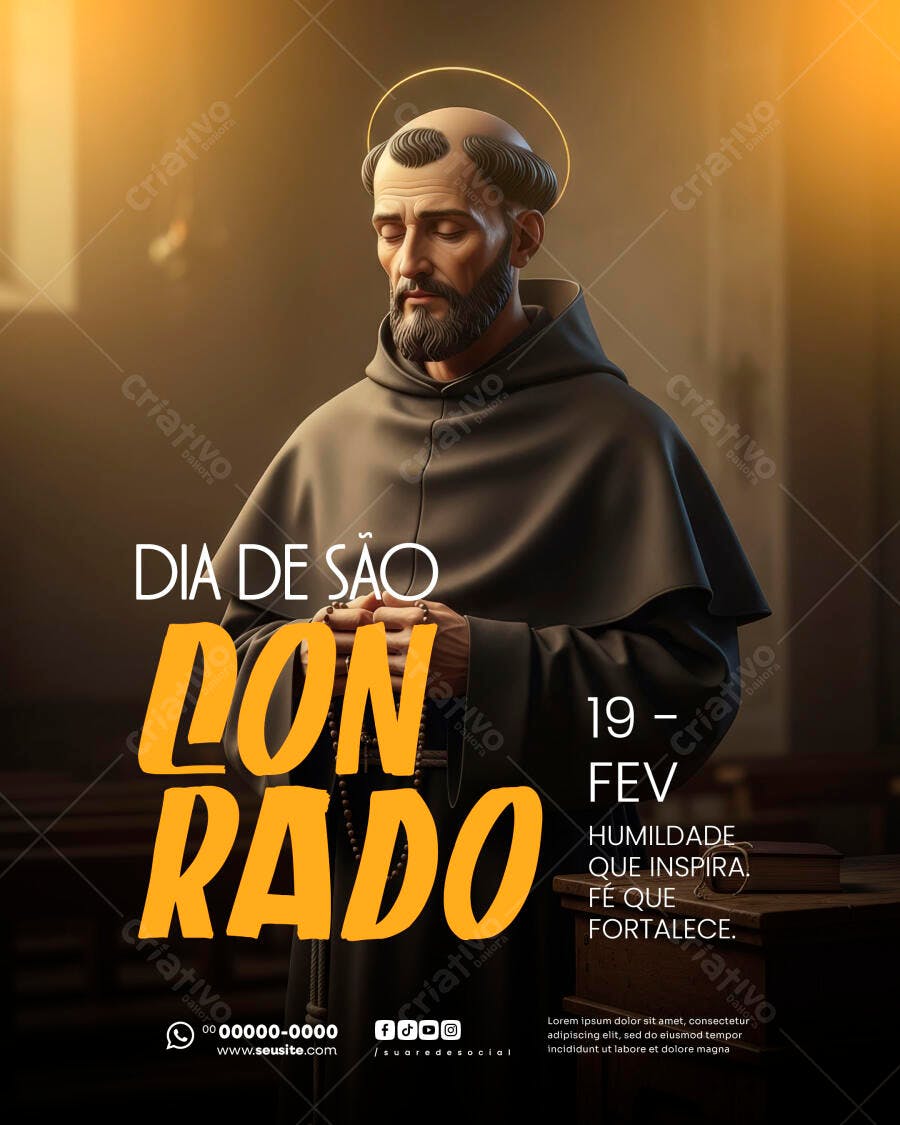 Post Dia de São Conrado 19 Fev PSD Editável