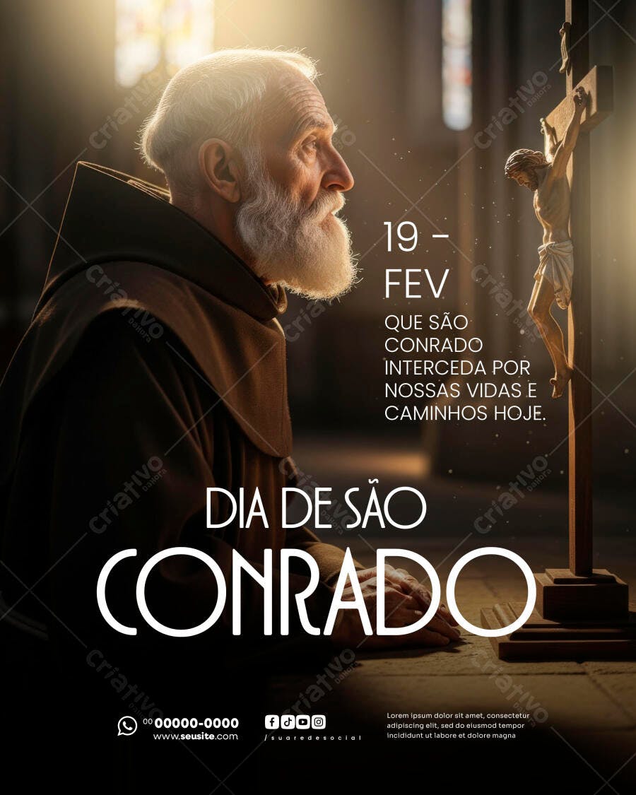Post Instagram Dia de São Conrado 19 de Fevereiro PSD Editável