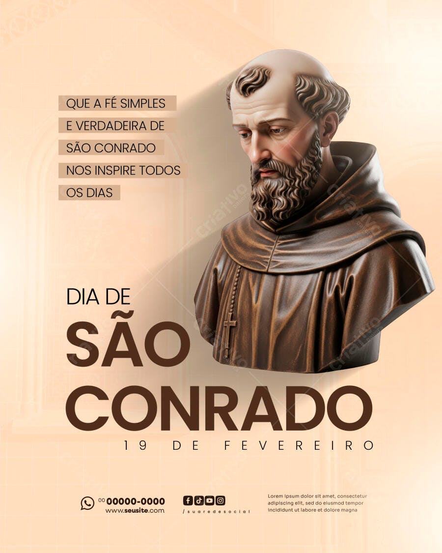 Post Dia de São Conrado 19 de Fevereiro PSD Editável