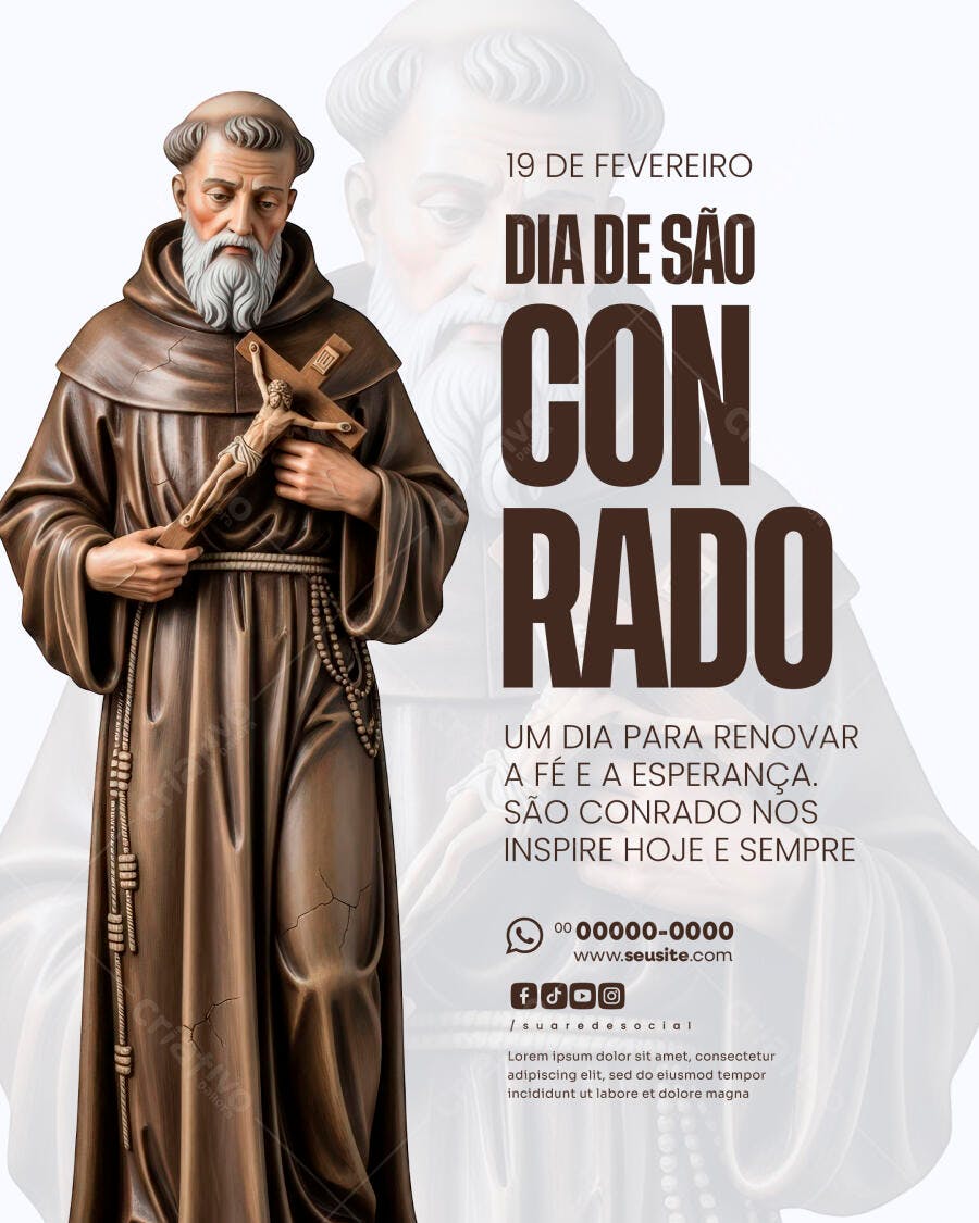 Post Dia de São Conrado 19 de Fevereiro PSD Editável