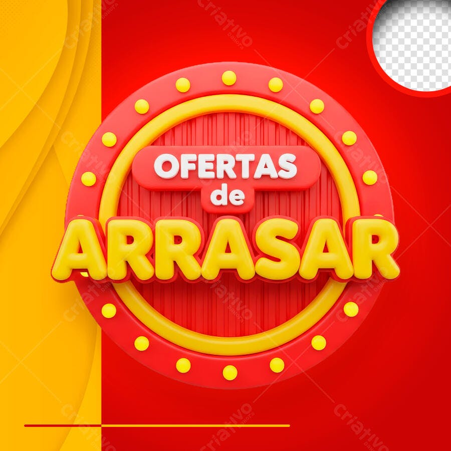Selo 3D Ofertas de Arrasar Vermelho Amarelo PNG Transparente