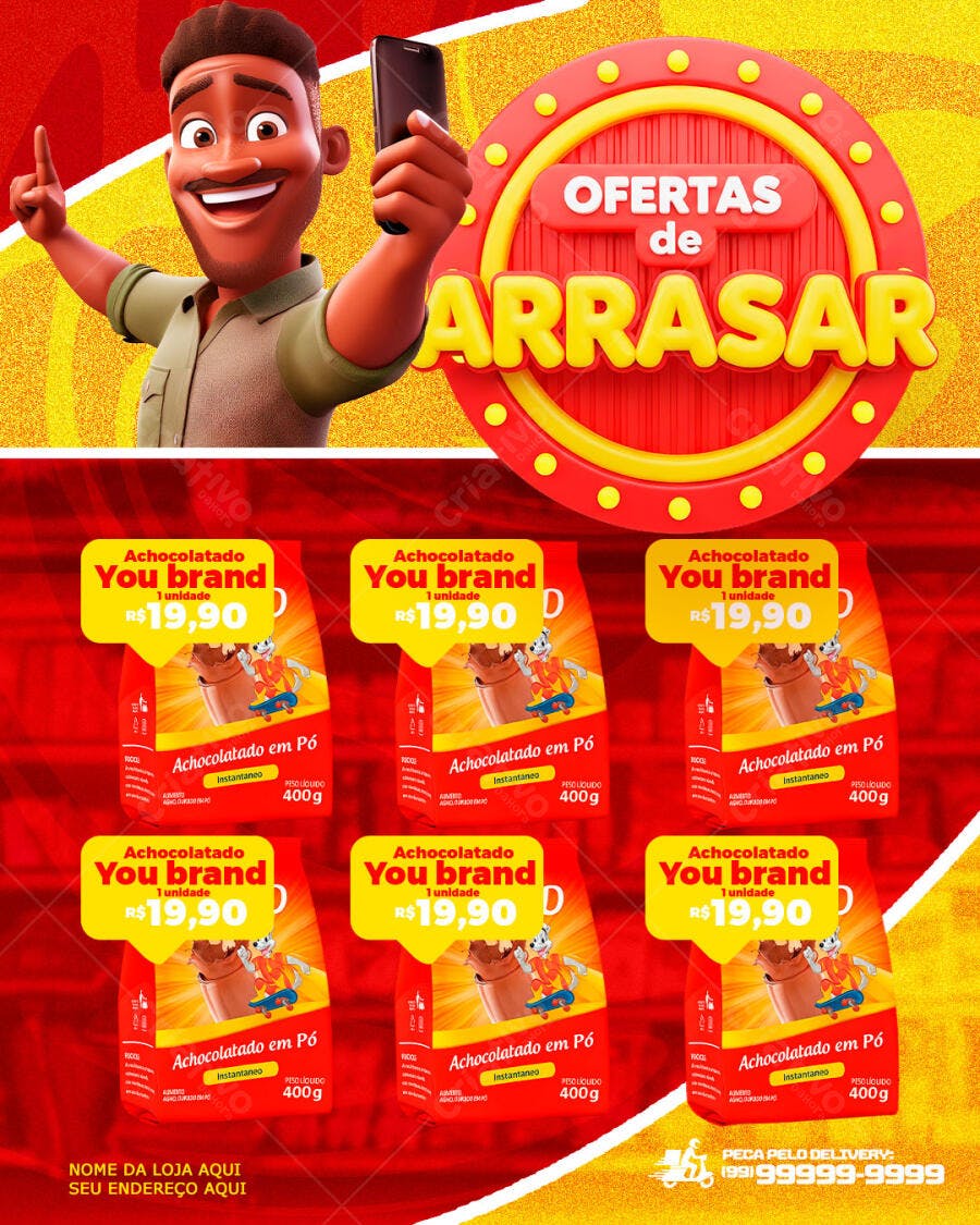 Post Instagram Ofertas de Arrasar Supermercado PSD Editável