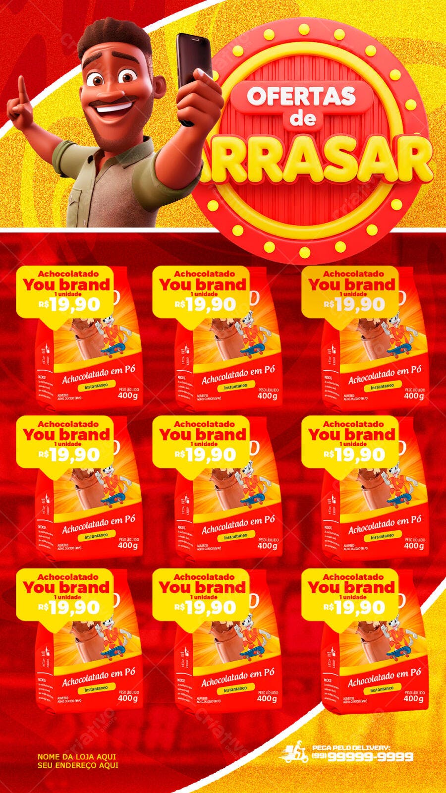Post Instagram Ofertas de Arrasar Supermercado PSD Editável