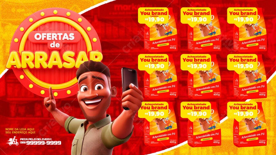 Ofertas de Arrasar Supermercado Promoção PSD Editável