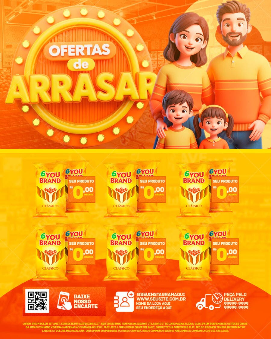Flyer Ofertas de Arrasar Supermercado PSD Editável