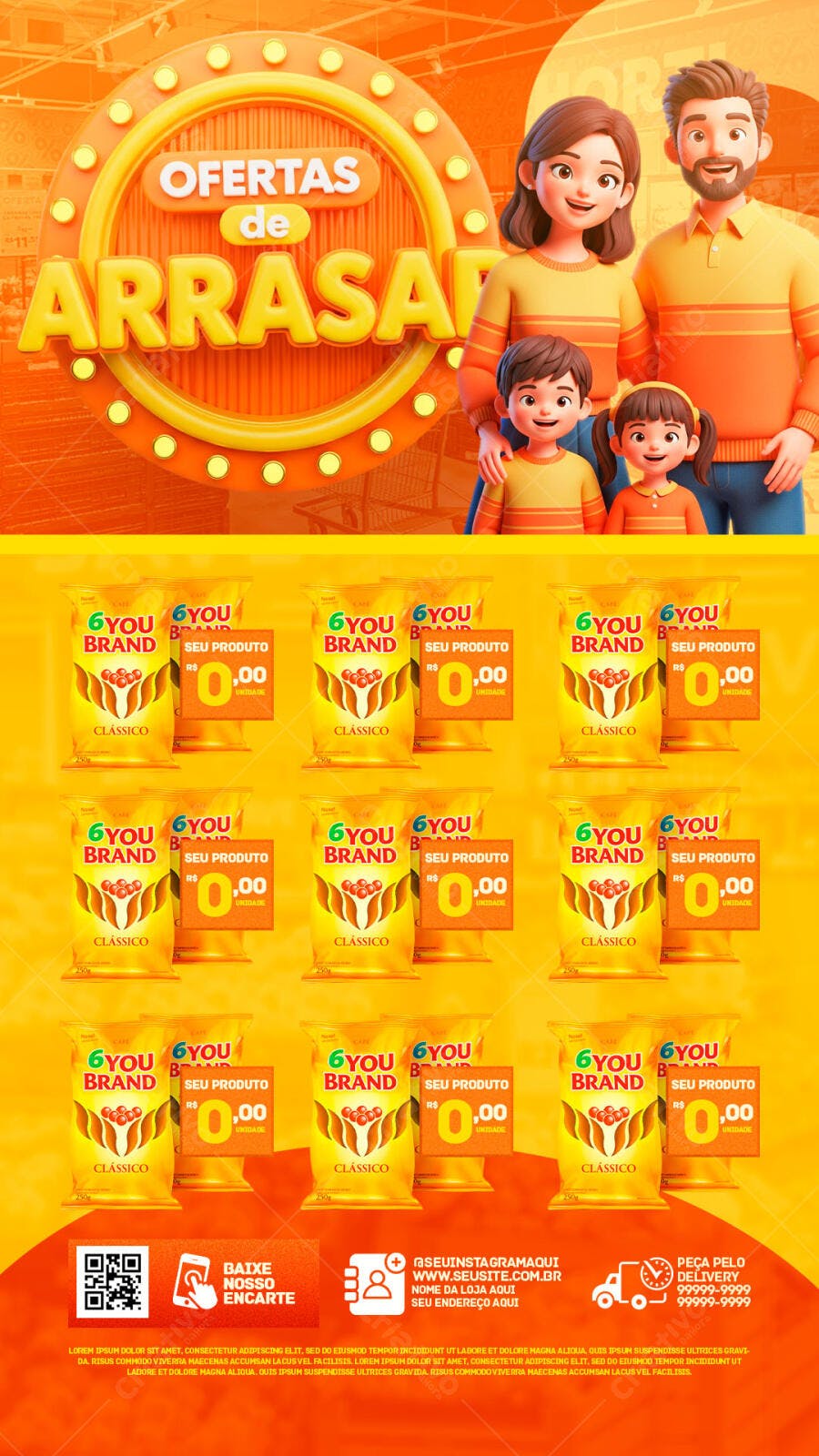Flyer Ofertas de Arrasar Supermercado PSD Editável