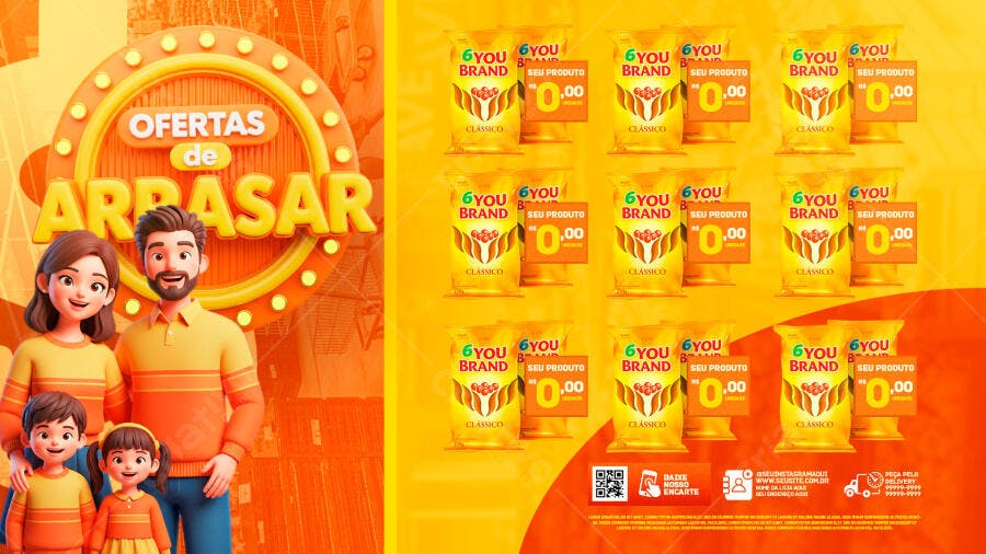 Ofertas de Arrasar Supermercado Promoção PSD Editável