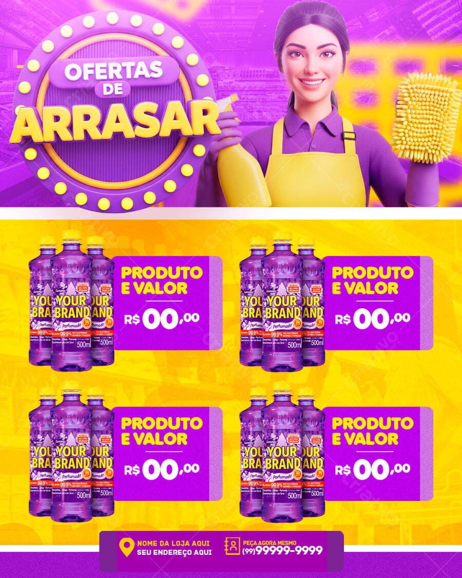 Flyer Ofertas Produtos Limpeza PSD Editável