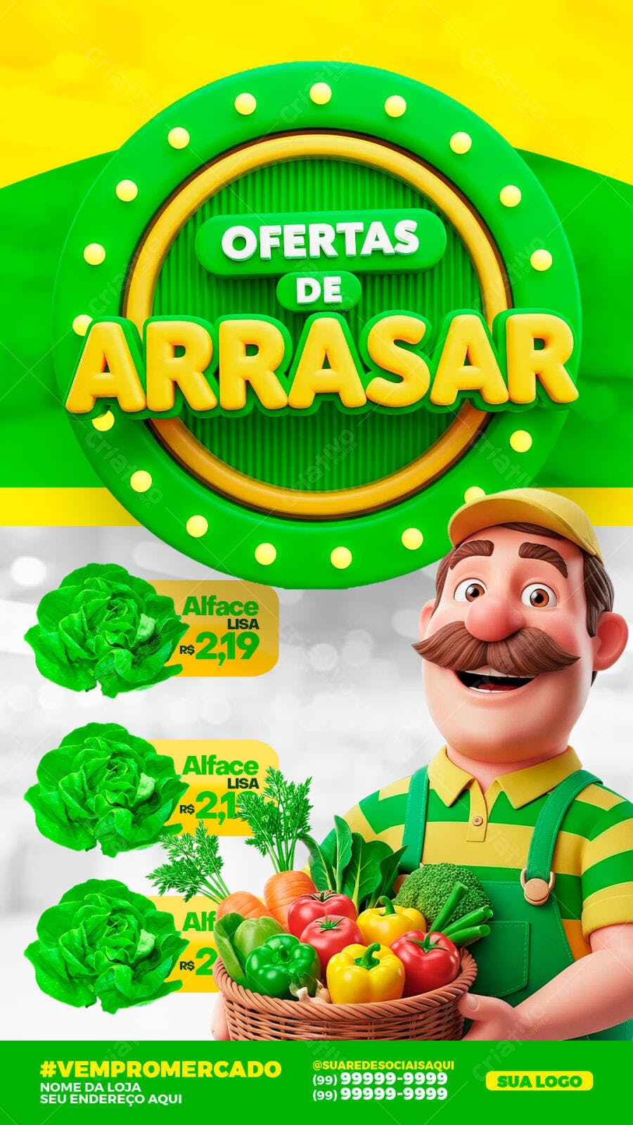 Post Instagram Ofertas de Arrasar Hortifruti PSD Editável