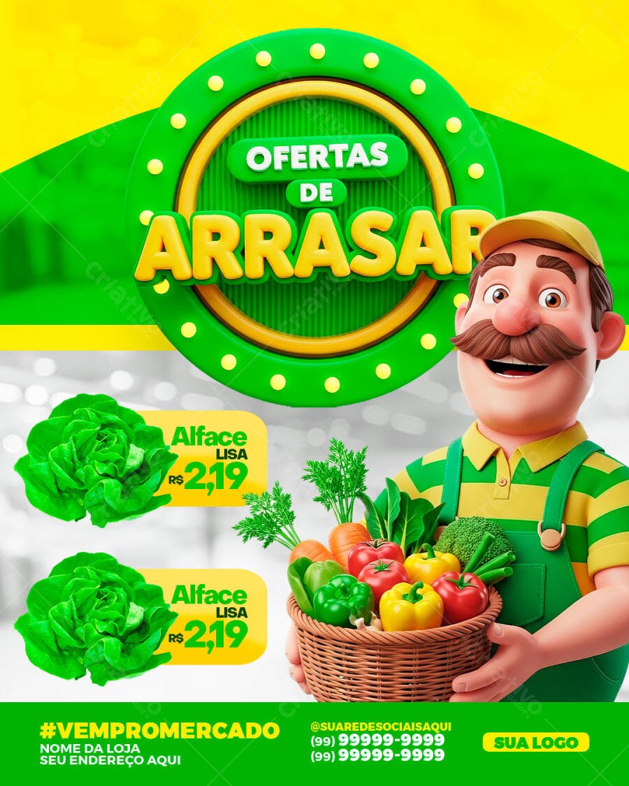 Flyer Supermercado Ofertas de Arrasar PSD Editável