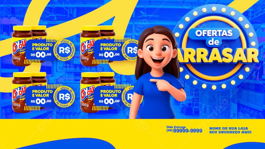 Banner Ofertas de Arrasar Supermercado PSD Editável