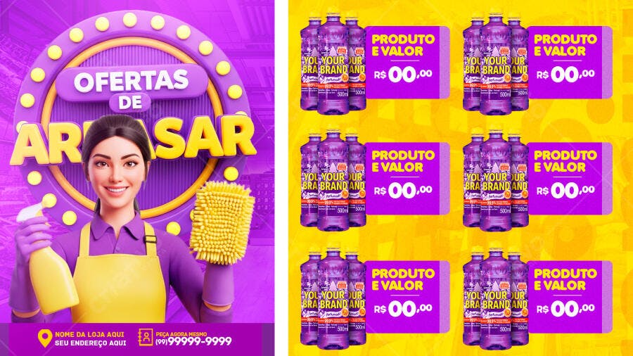 Post Instagram Ofertas de Arrasar Limpeza PSD Editável