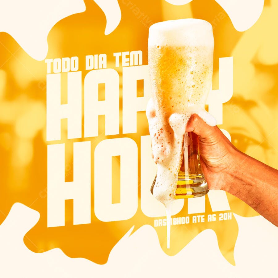 Post Instagram Happy Hour Cerveja PSD Editável