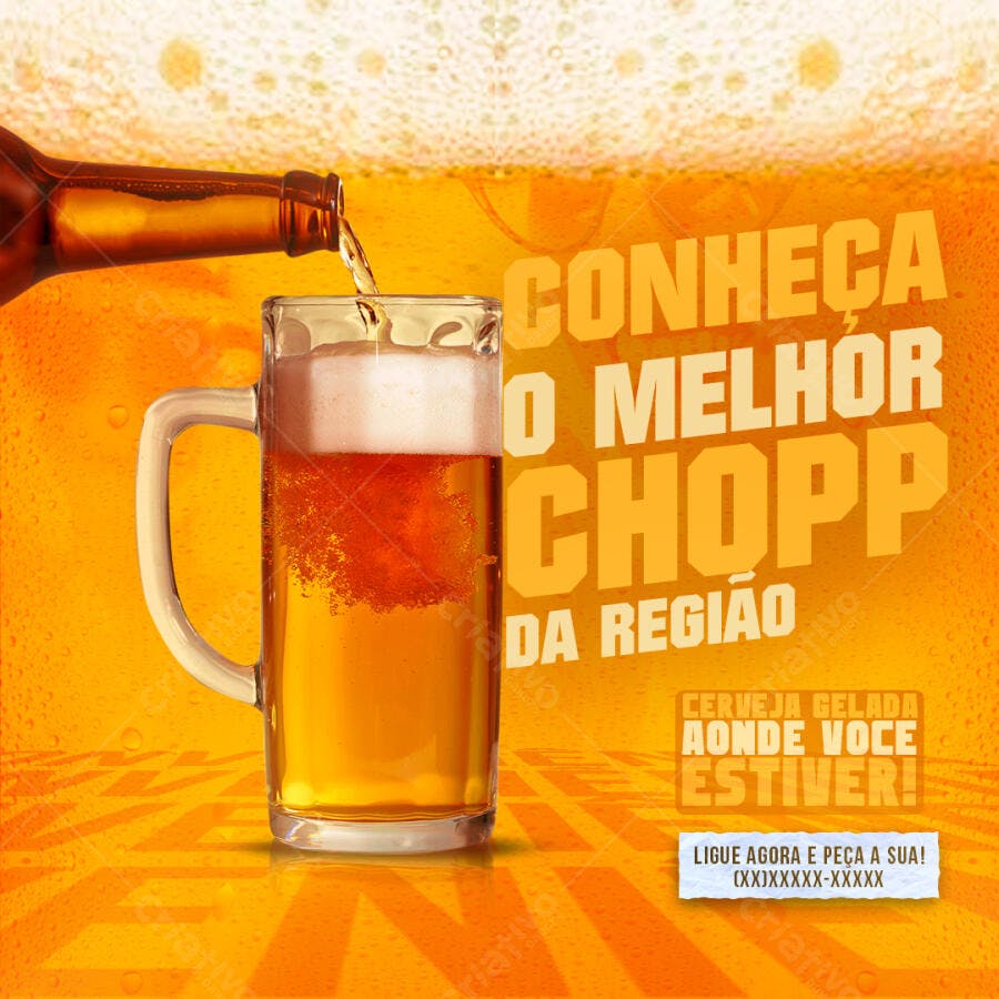 Post Instagram Cervejaria Chopp Delivery PSD Editável