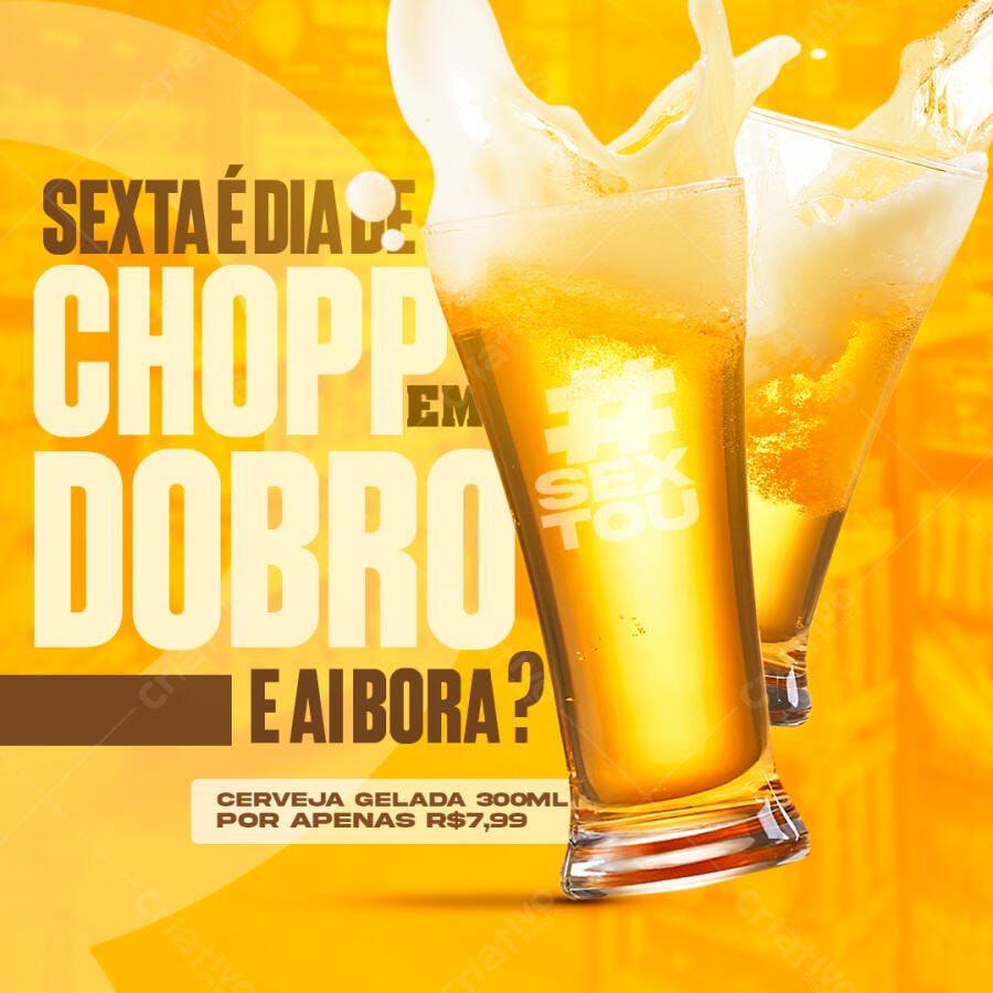 Post Instagram Chopp em Dobro Bar Cervejaria PSD Editável