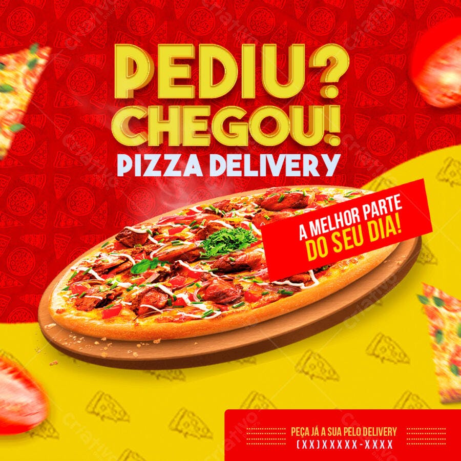 Post Instagram Pizza Delivery Promoção PSD Editável