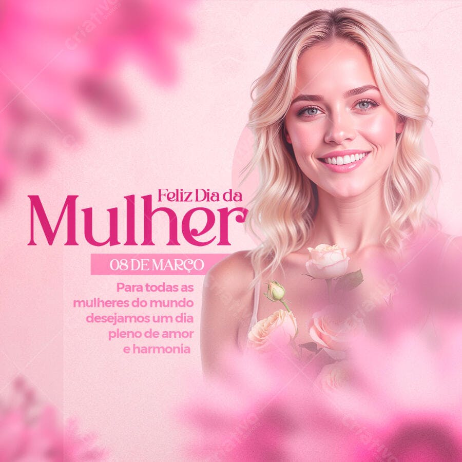 Post Dia Internacional da Mulher 8 de Março PSD Editável