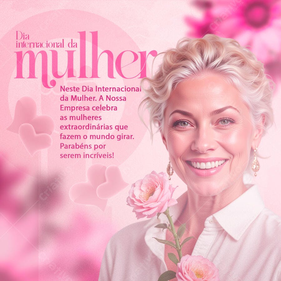 Post Instagram Dia da Mulher 8 de Março PSD Editável