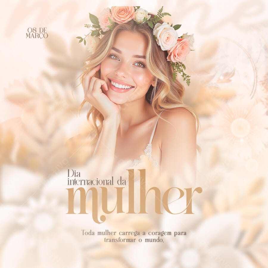Post Instagram Dia Internacional da Mulher 8 de Março PSD Editável