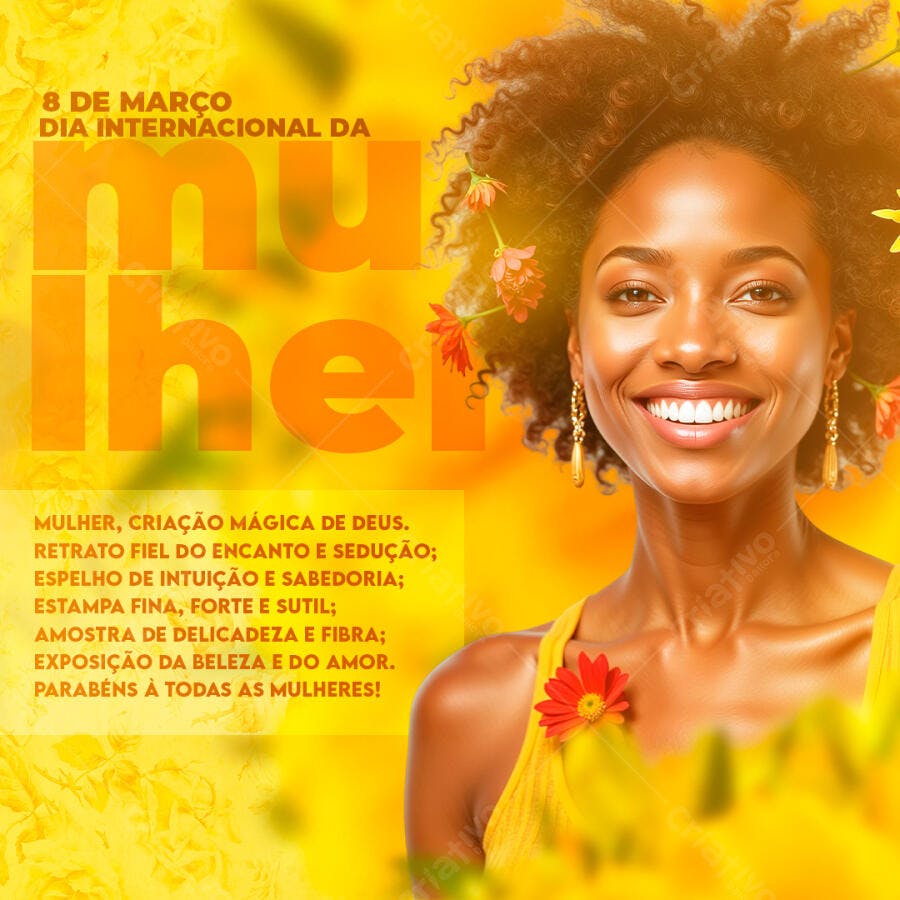 Post Instagram Dia da Mulher 8 de Março PSD Editável