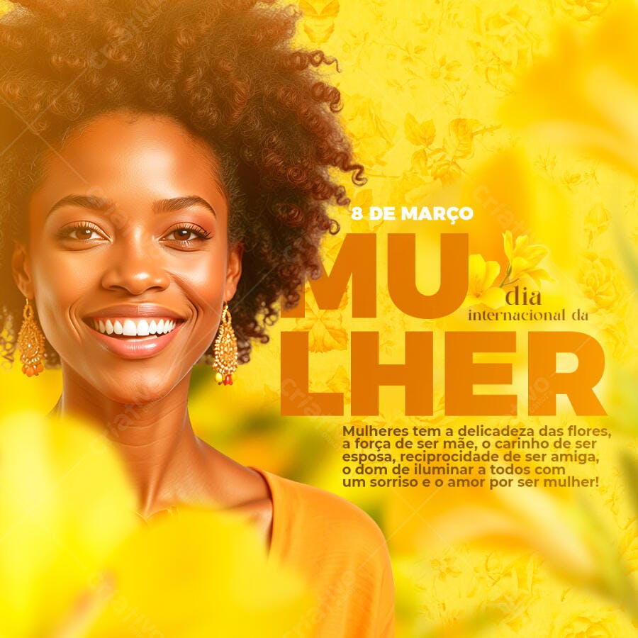 Post Instagram Dia Internacional da Mulher 8 de Março PSD Editável