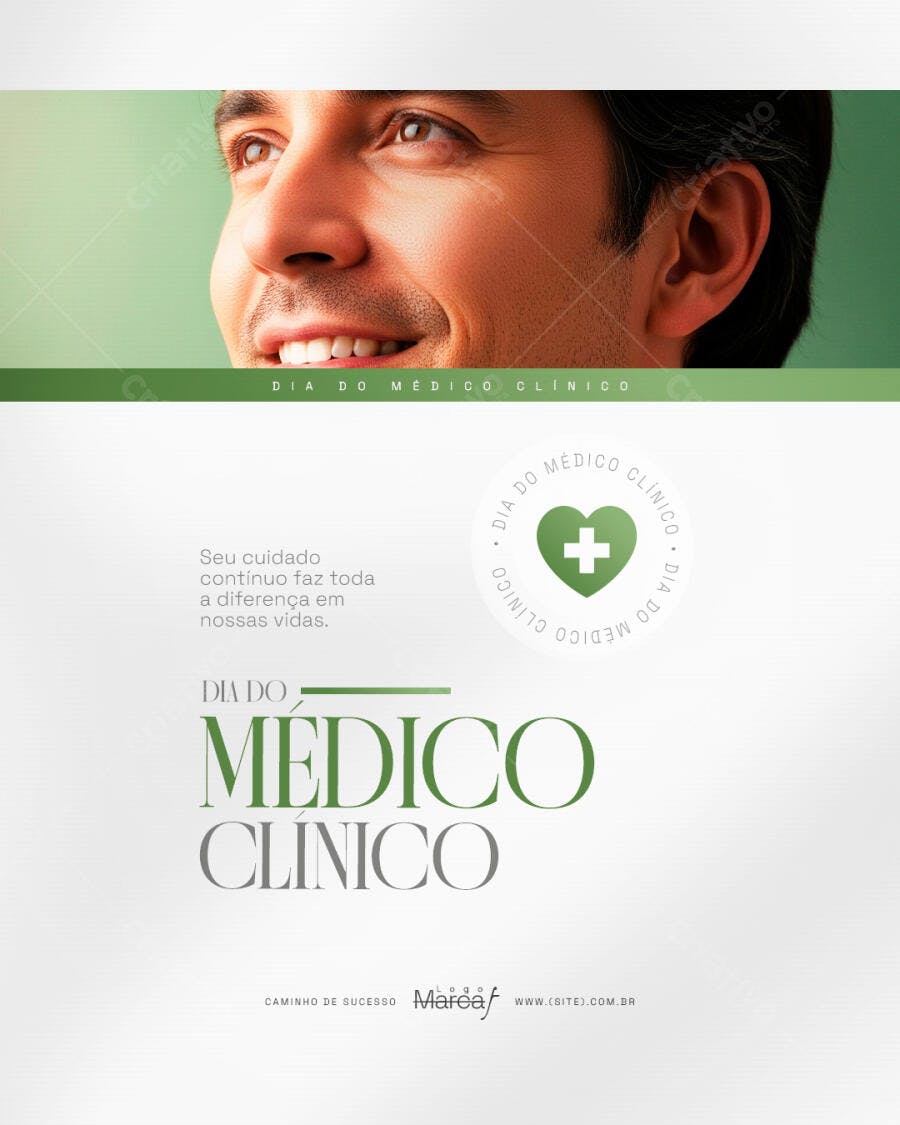 Post Dia do Médico Clínico Saúde PSD Editável