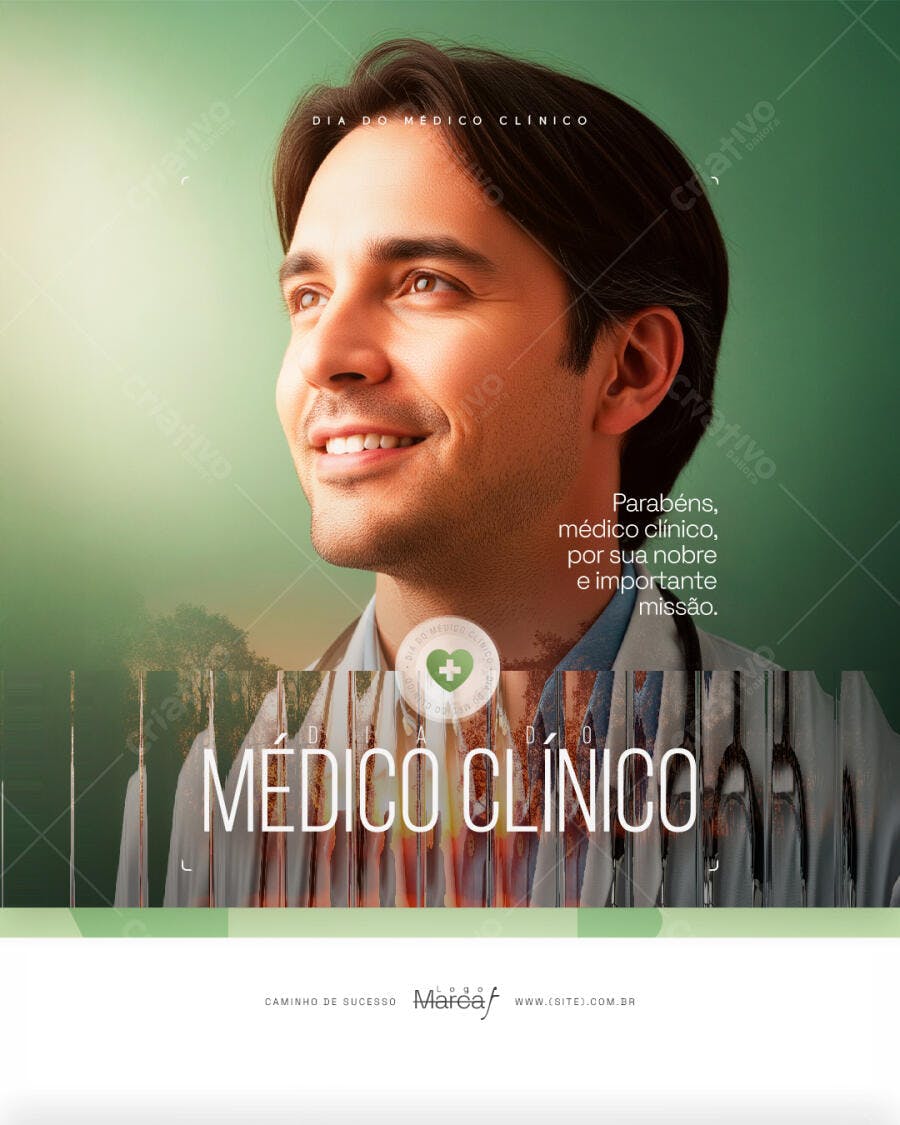 Post Dia do Médico Clínico Saúde PSD Editável