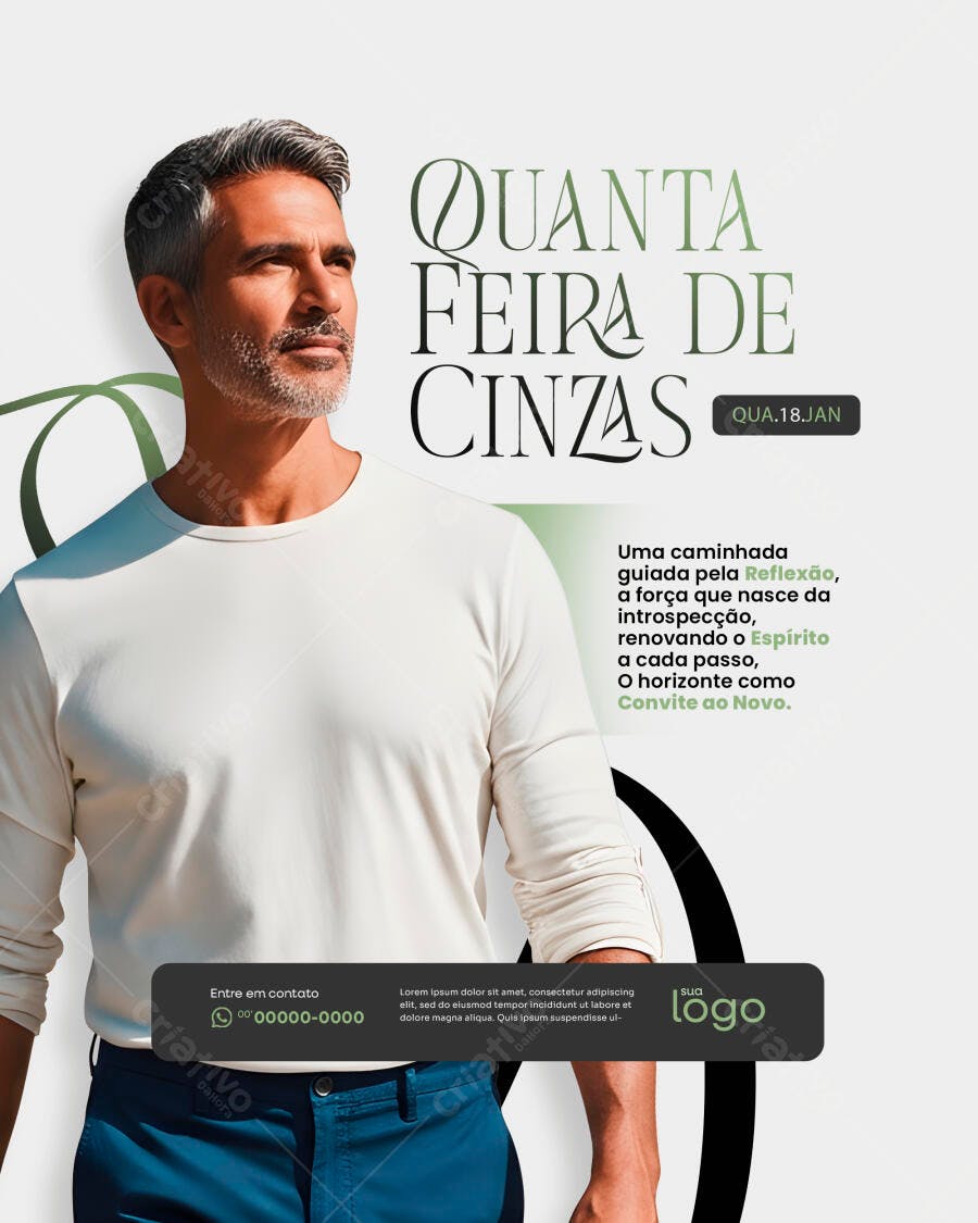 Post Quarta-feira de Cinzas Evento Religioso PSD Editável