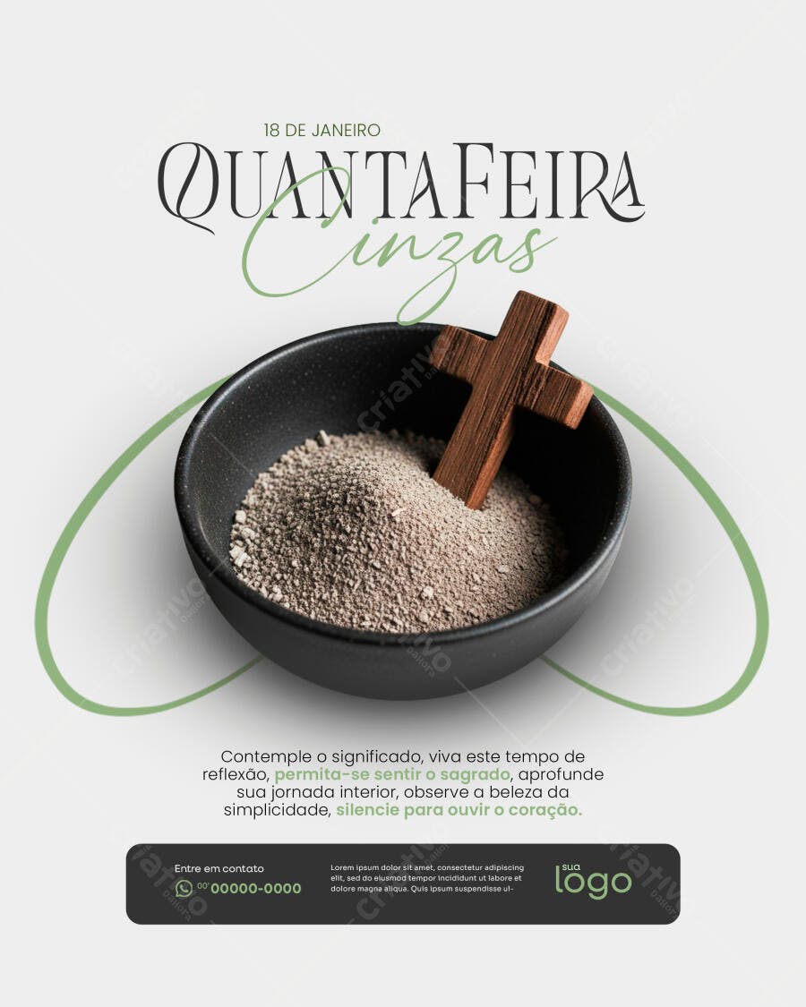 Post Quarta-feira de Cinzas Religioso PSD Editável
