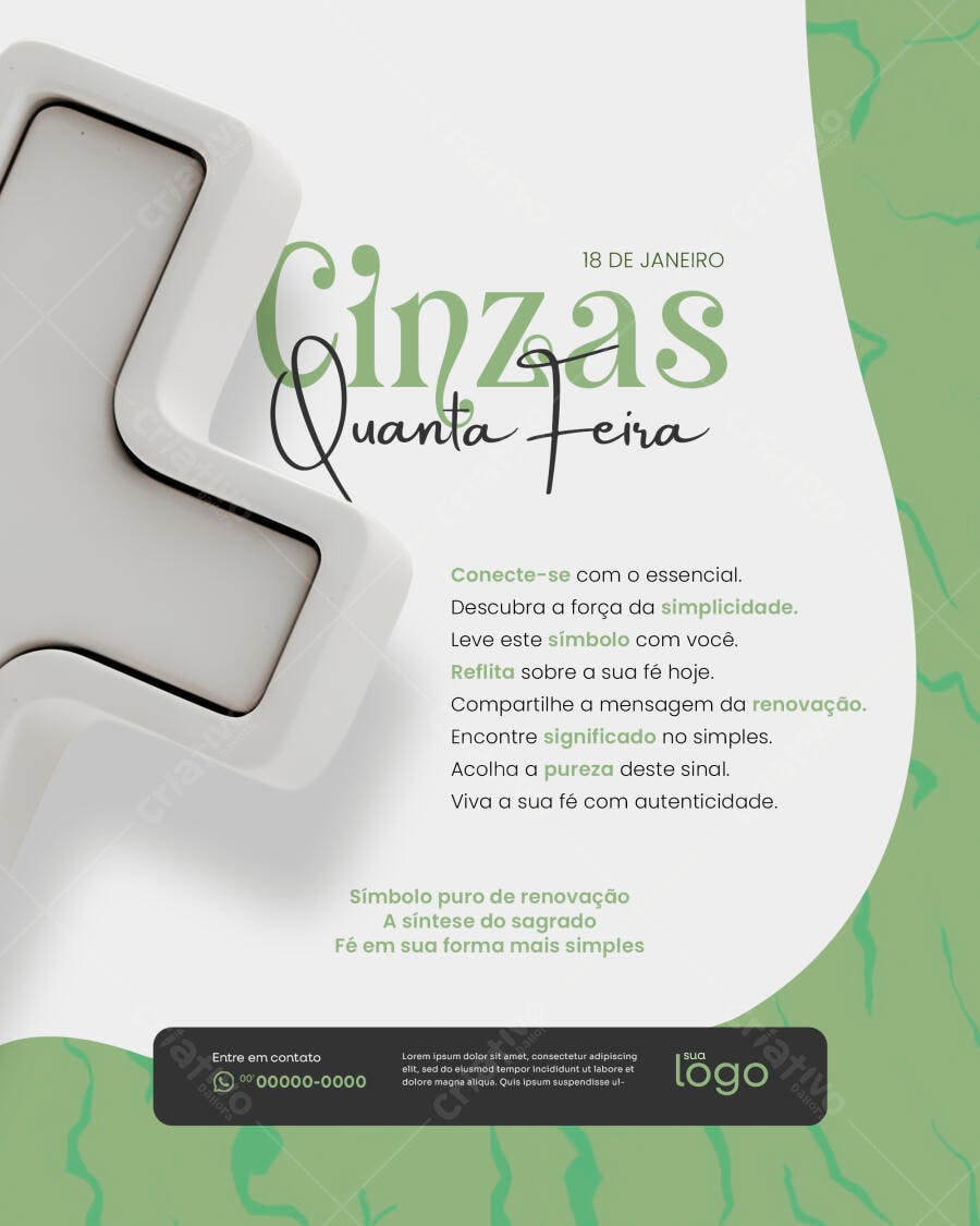 Flyer Quarta-feira de Cinzas Evento Religioso PSD Editável