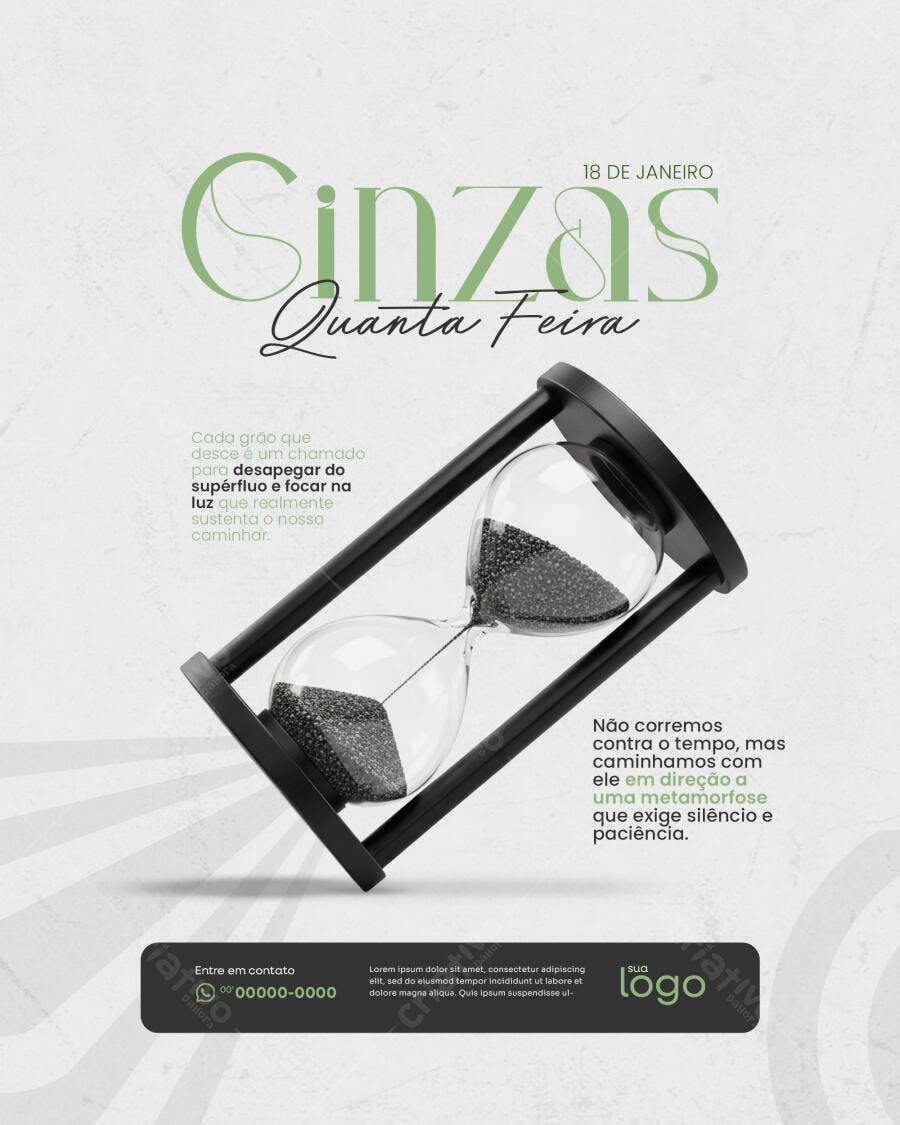 Post Cinzas Quarta Feira 18 de Janeiro PSD Editável