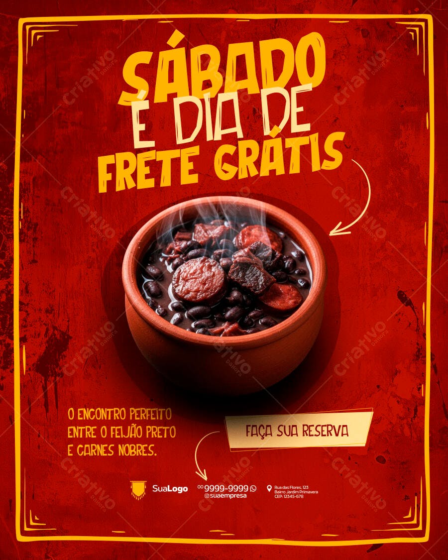 Post Instagram Feijoada Restaurante Delivery PSD Editável