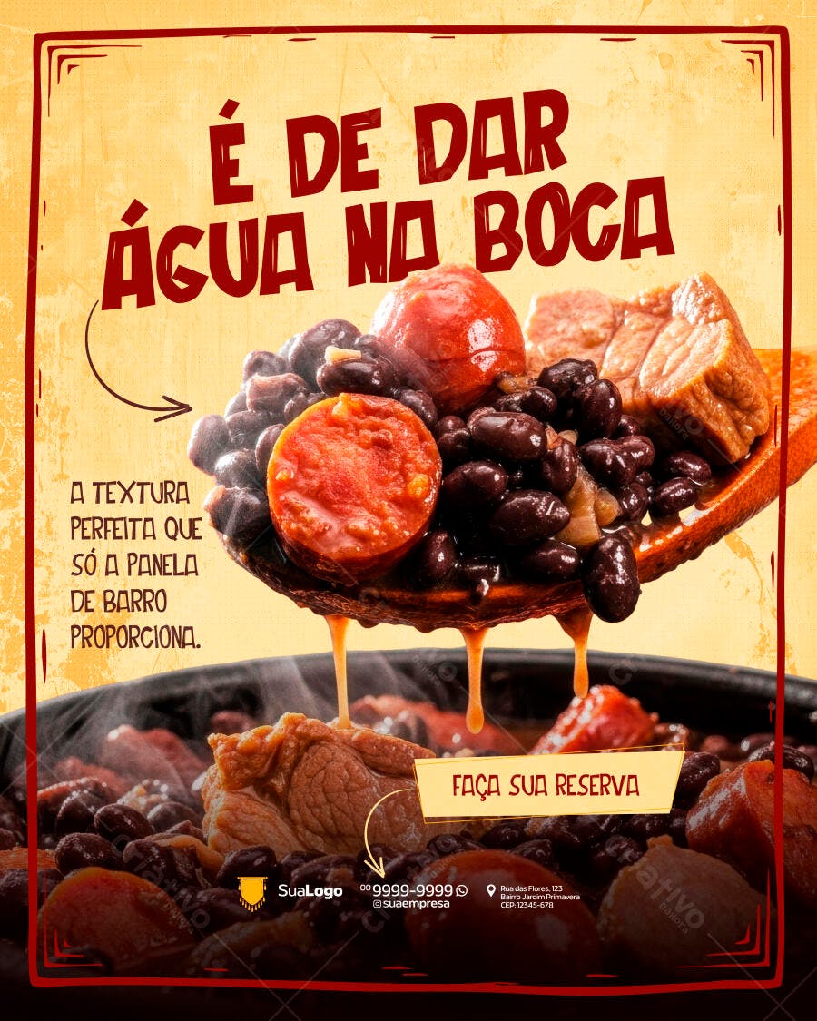 Post Instagram Feijoada Restaurante PSD Editável