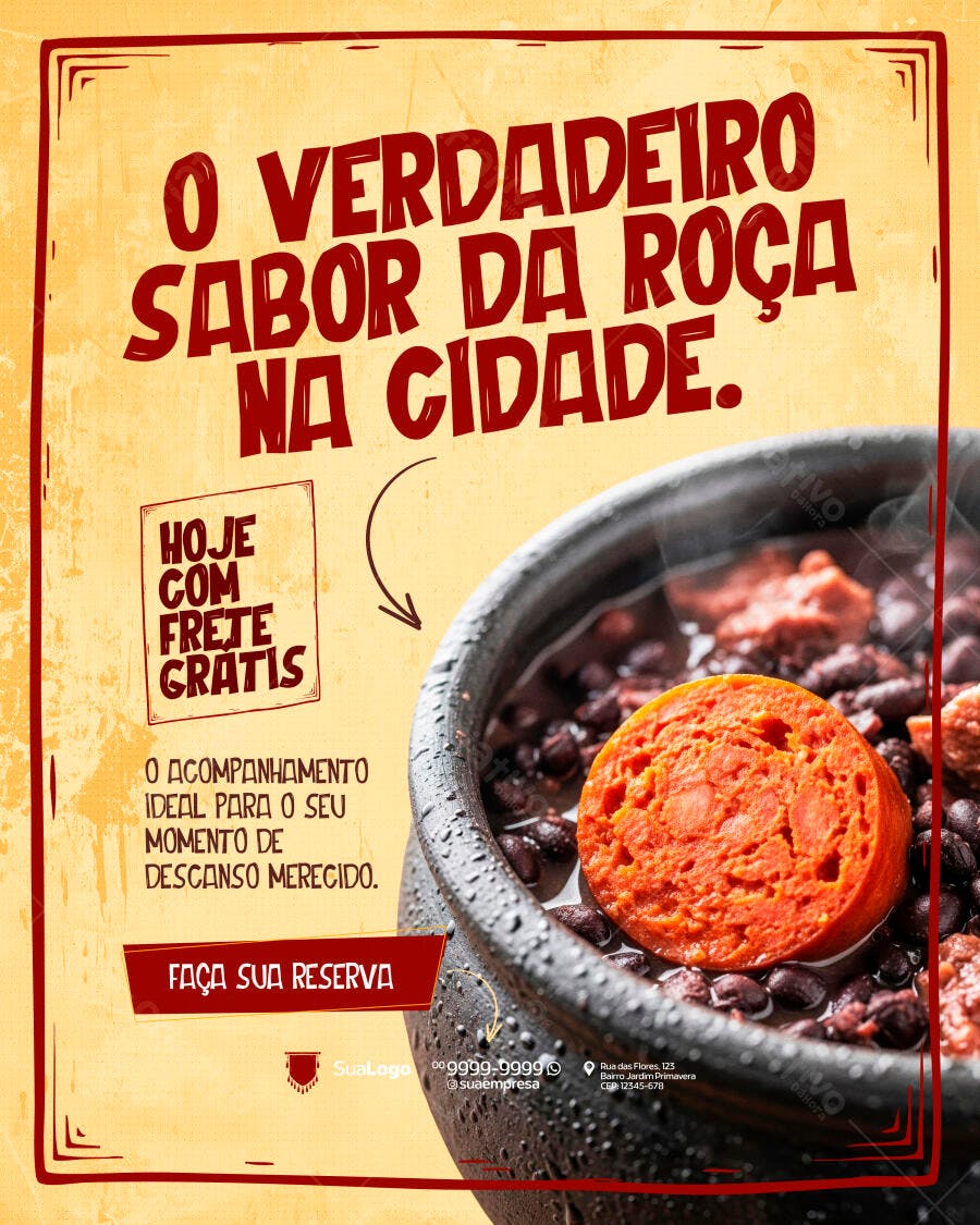 Post Instagram Feijoada Restaurante Delivery PSD Editável