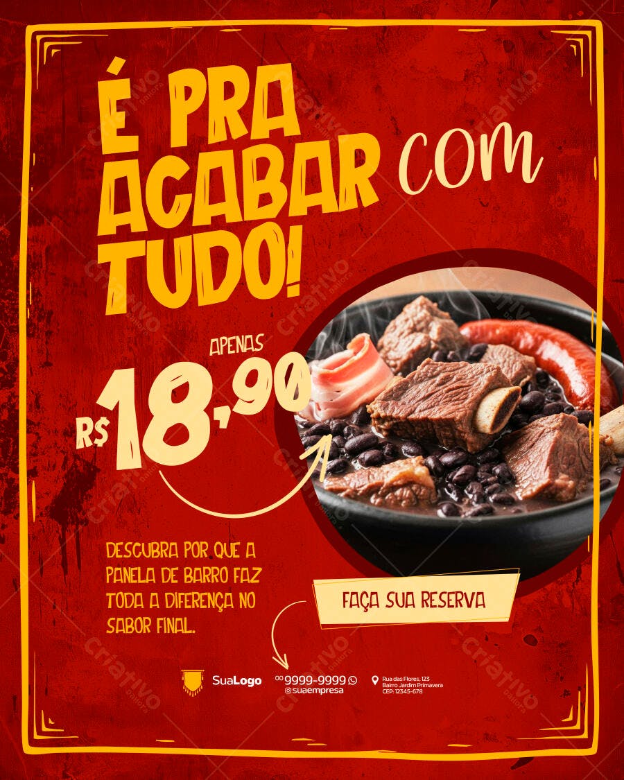 Flyer Feijoada Completa Restaurante PSD Editável