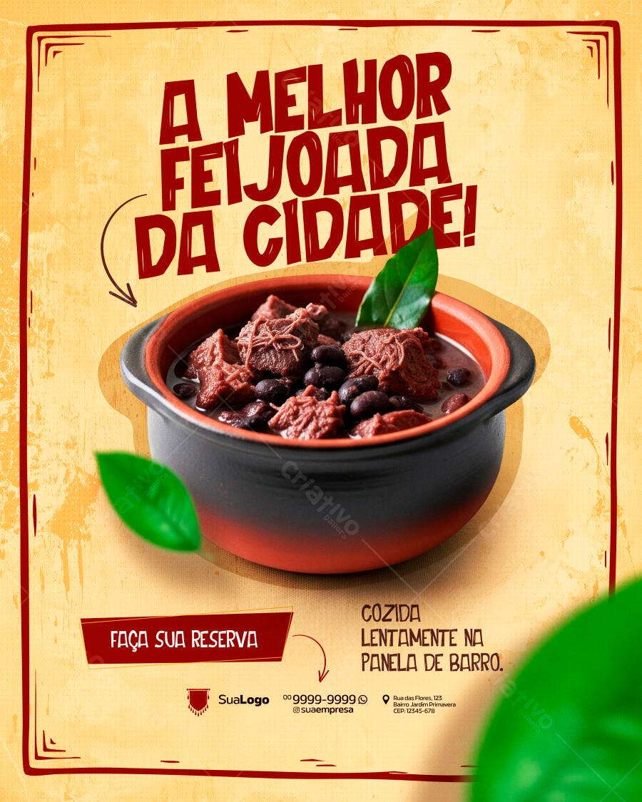 Post Instagram Feijoada Restaurante PSD Editável